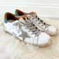 Golden Goose Super-Star White Green Leather Ice Gray Suede Low Top Sneakers Women's (EU 39 / US 9)