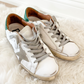Golden Goose Super-Star White Green Leather Ice Gray Suede Low Top Sneakers Women's (EU 39 / US 9)