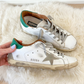 Golden Goose Super-Star White Green Leather Ice Gray Suede Low Top Sneakers Women's (EU 39 / US 9)