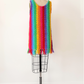 Vintage 60s Jack Winter Rainbow Crochet Mini Fringe Hem Dress (M)