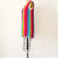 Vintage 60s Jack Winter Rainbow Crochet Mini Fringe Hem Dress (M)
