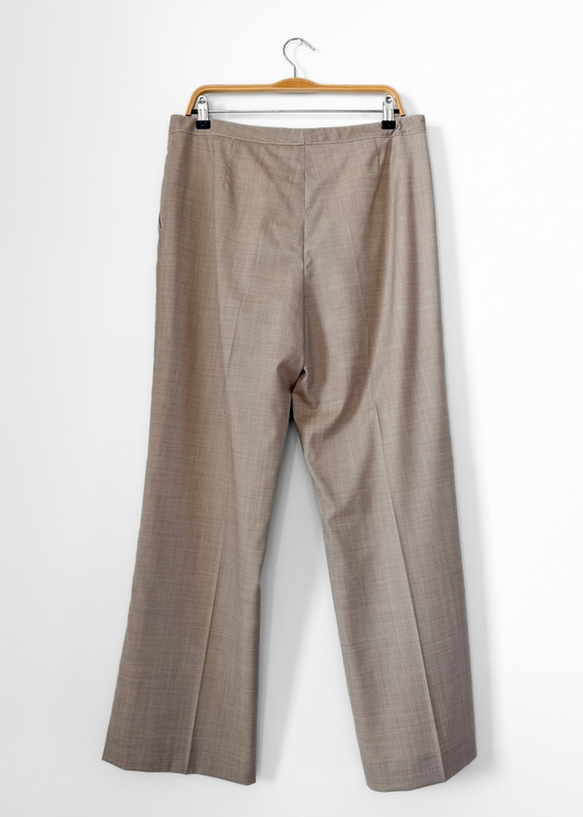 Carolina Herrera Brown Gray Virgin Wool Wide Leg Pants (14)