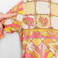 Vintage 60s 70s Emilio Pucci Silk Pink Peach Yellow Abstract Tie Belt Dress