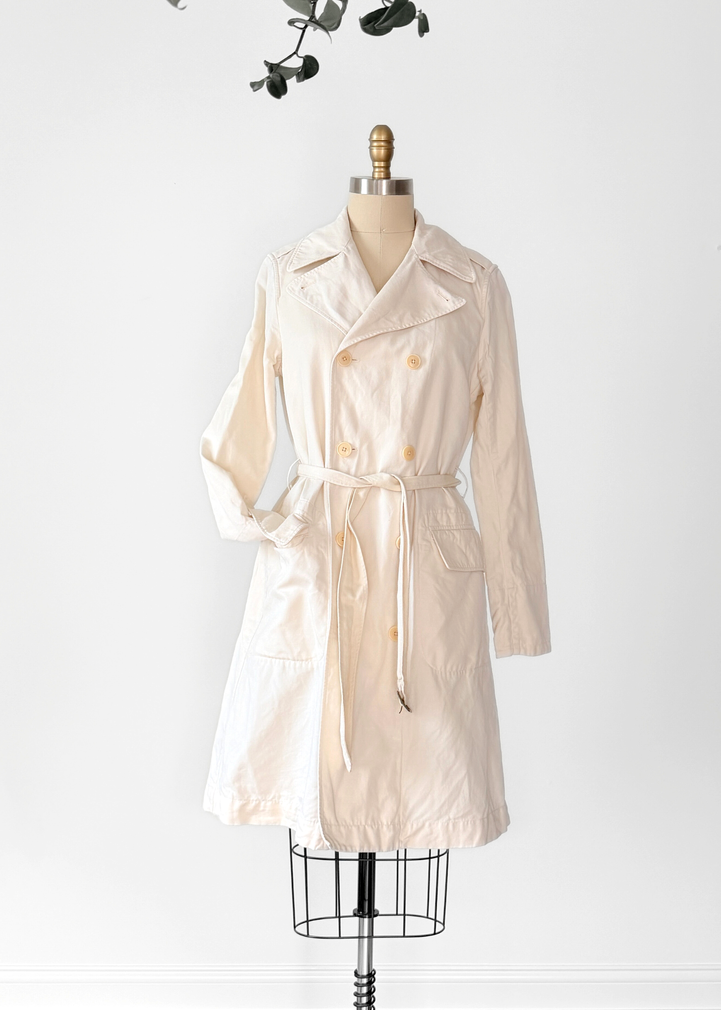 Ralph Lauren Rugby Cream Cotton Linen Khaki Trench Jacket (M)