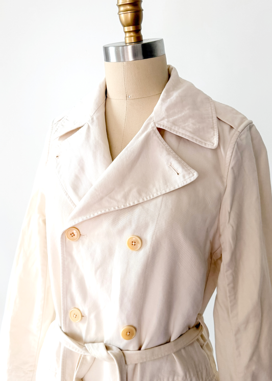 Ralph Lauren Rugby Cream Cotton Linen Khaki Trench Jacket (M)