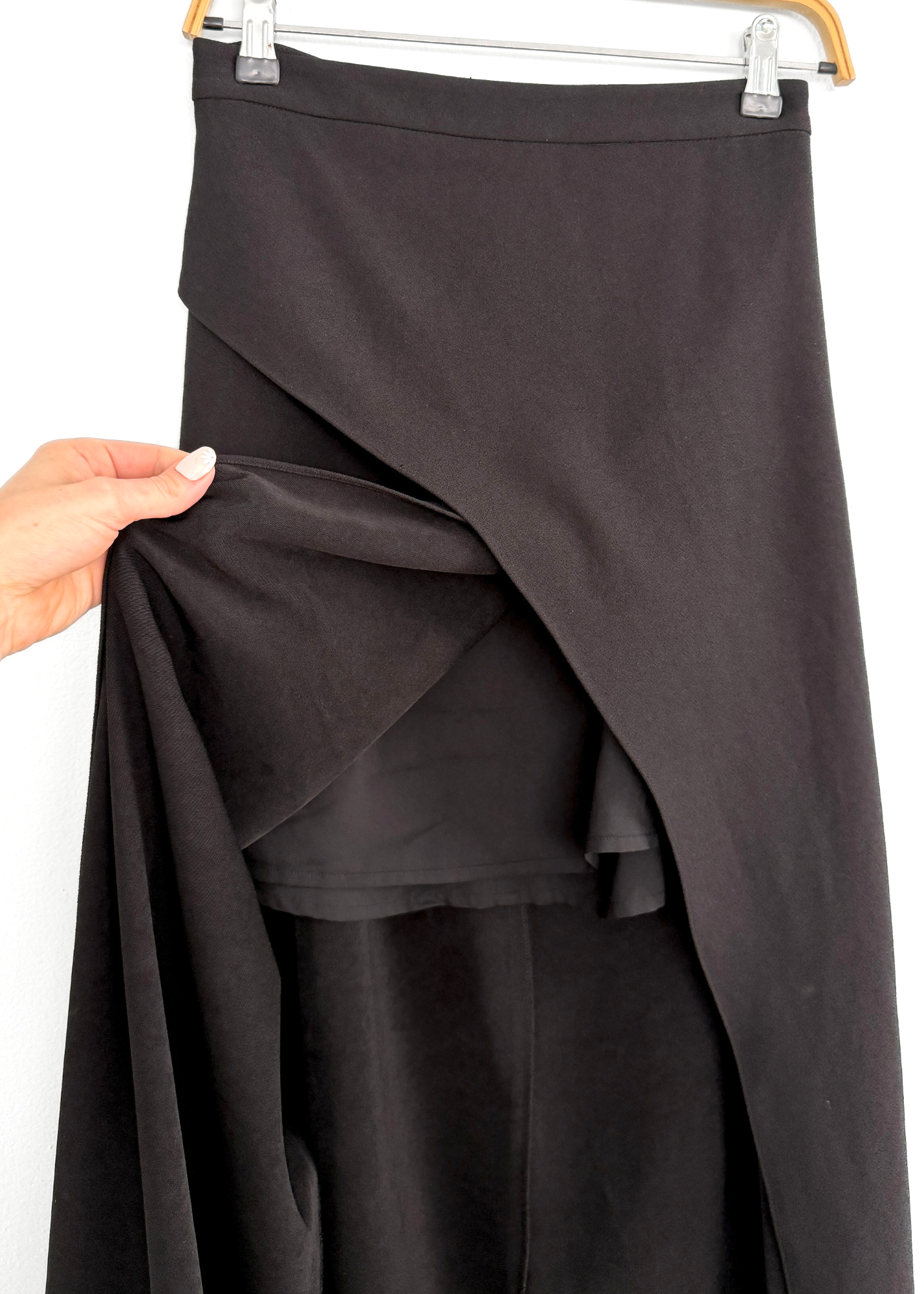 Zac Posen Black Draped Front Slit Maxi Skirt (4 or S)