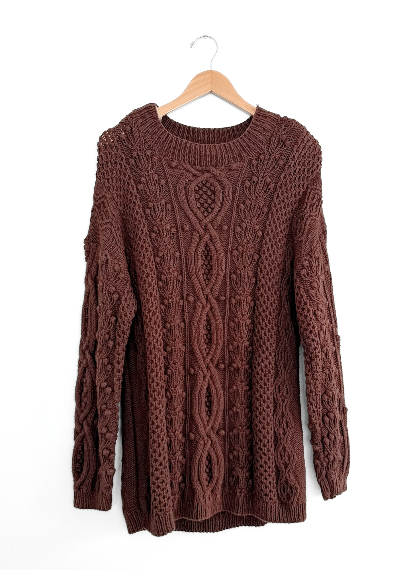 Vintage 90s Express Tricot Brown Heavy Knit Pullover (S)