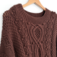 Vintage 90s Express Tricot Brown Heavy Knit Pullover (S)