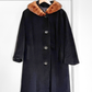 Vintage 60s Black Cashmere & Mink Collar Winter Coat (L)