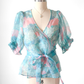 NEW Selkie Cloud 9 Blue & Pink Champagne Mod Print Wrap Top (S)