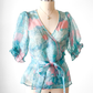 NEW Selkie Cloud 9 Blue & Pink Champagne Mod Print Wrap Top (S)