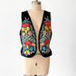Vintage 90s Mary McFadden Black Floral Embroidered Vest (L)