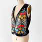 Vintage 90s Mary McFadden Black Floral Embroidered Vest (L)
