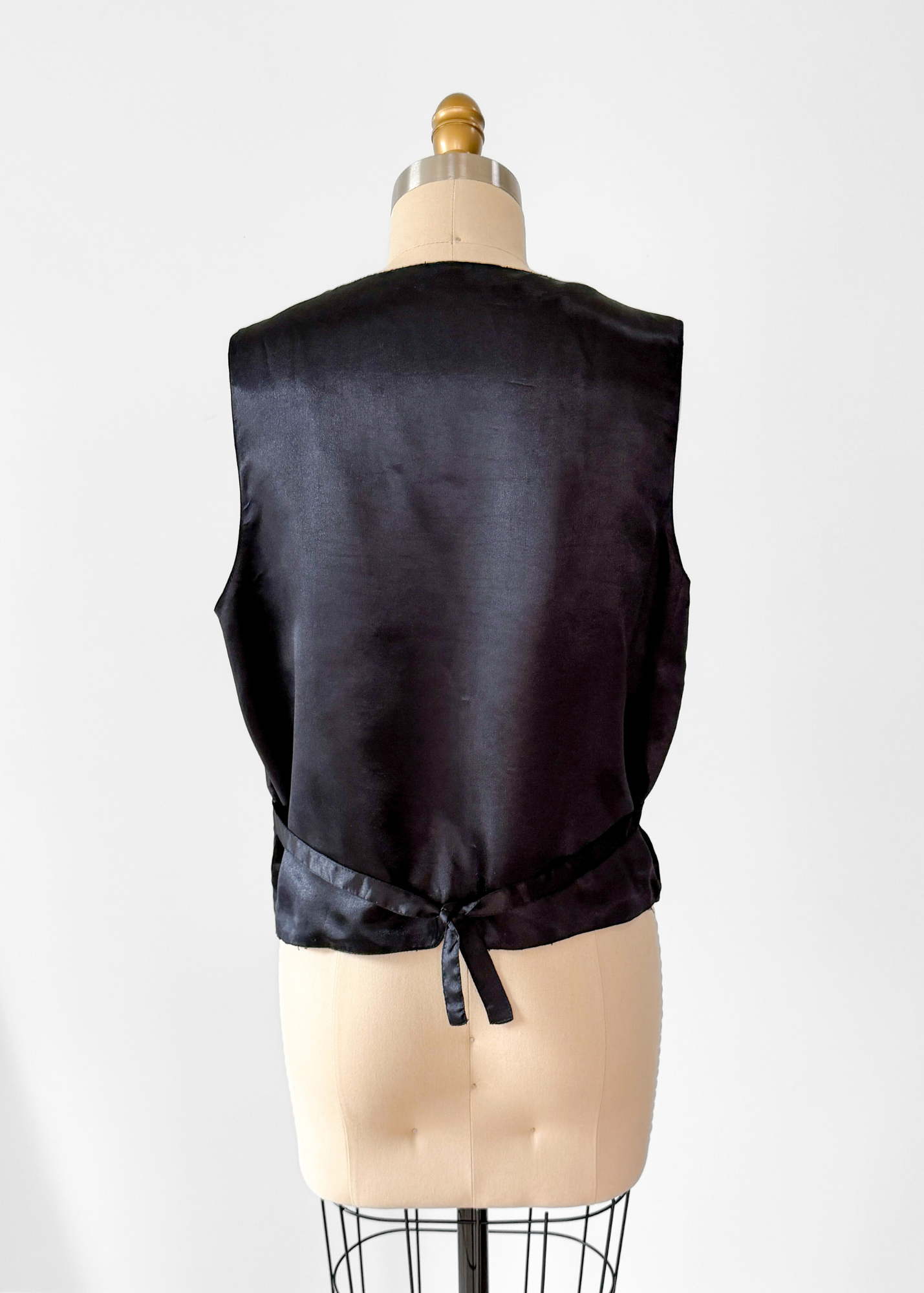 Vintage 90s Mary McFadden Black Floral Embroidered Vest (L)