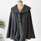 Charcoal Gray 100% Boiled Wool Knit Poncho Cape Sweater (M/L)