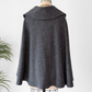 Charcoal Gray 100% Boiled Wool Knit Poncho Cape Sweater (M/L)