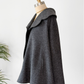 Charcoal Gray 100% Boiled Wool Knit Poncho Cape Sweater (M/L)