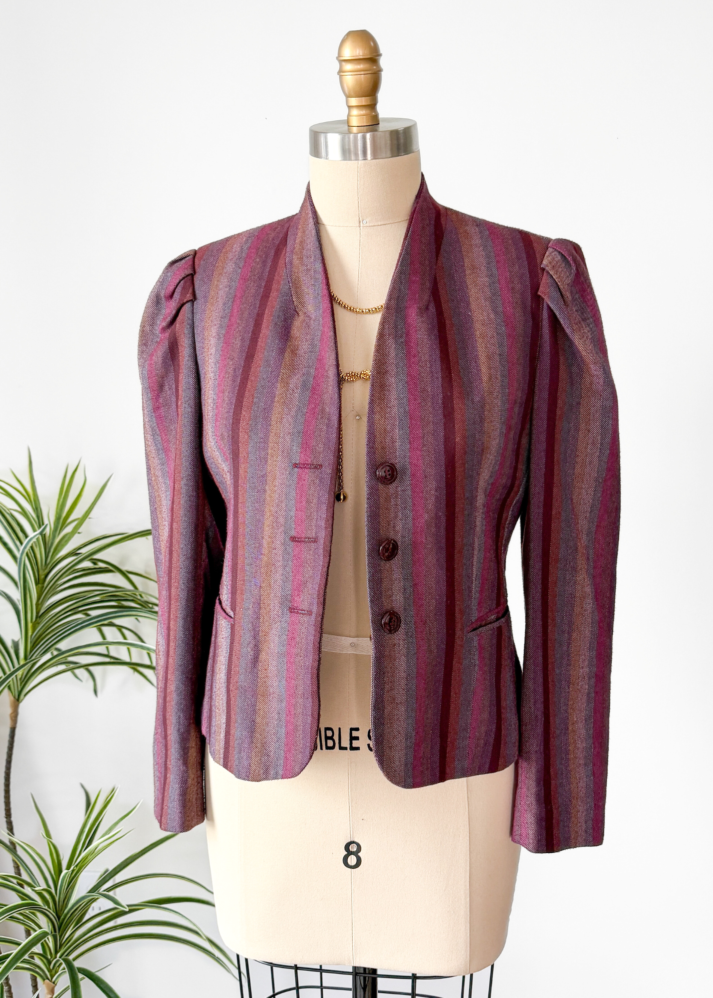 Vintage Cristina's Pucker Shoulder Stripe Blazer Jacket