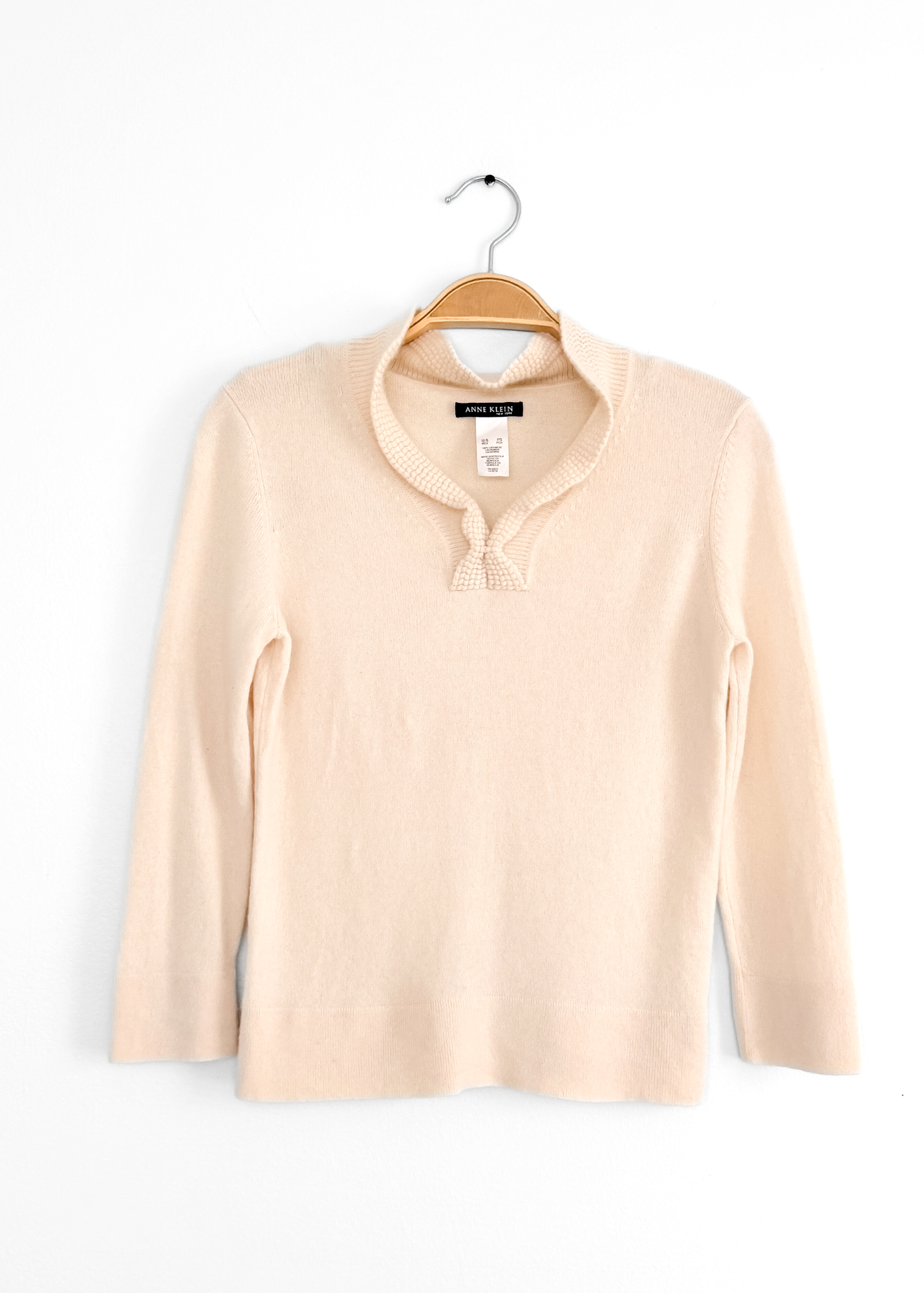 Anne Klein Cream 100% Cashmere Knit Top (S)