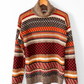 Vintage 70s Saint Laurent Rive Gauche Brown Rust Cream Knit Sweater