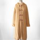 Vintage 70s Collectables Camel Brown Wooden Button Long Hooded Cardigan
