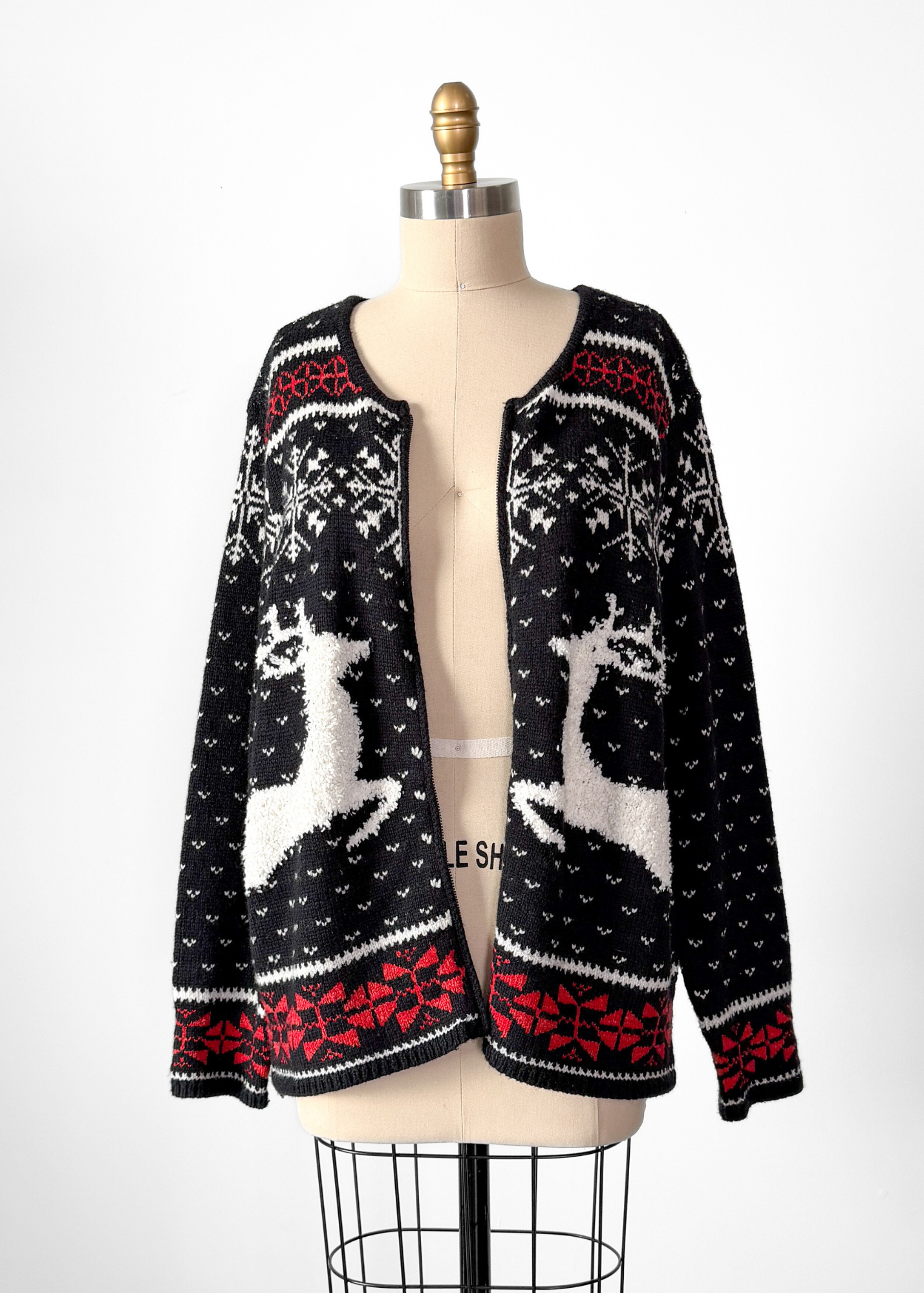 J. Jill Zip Front Deer Valley Fair Isle Cardigan Sweater (M)