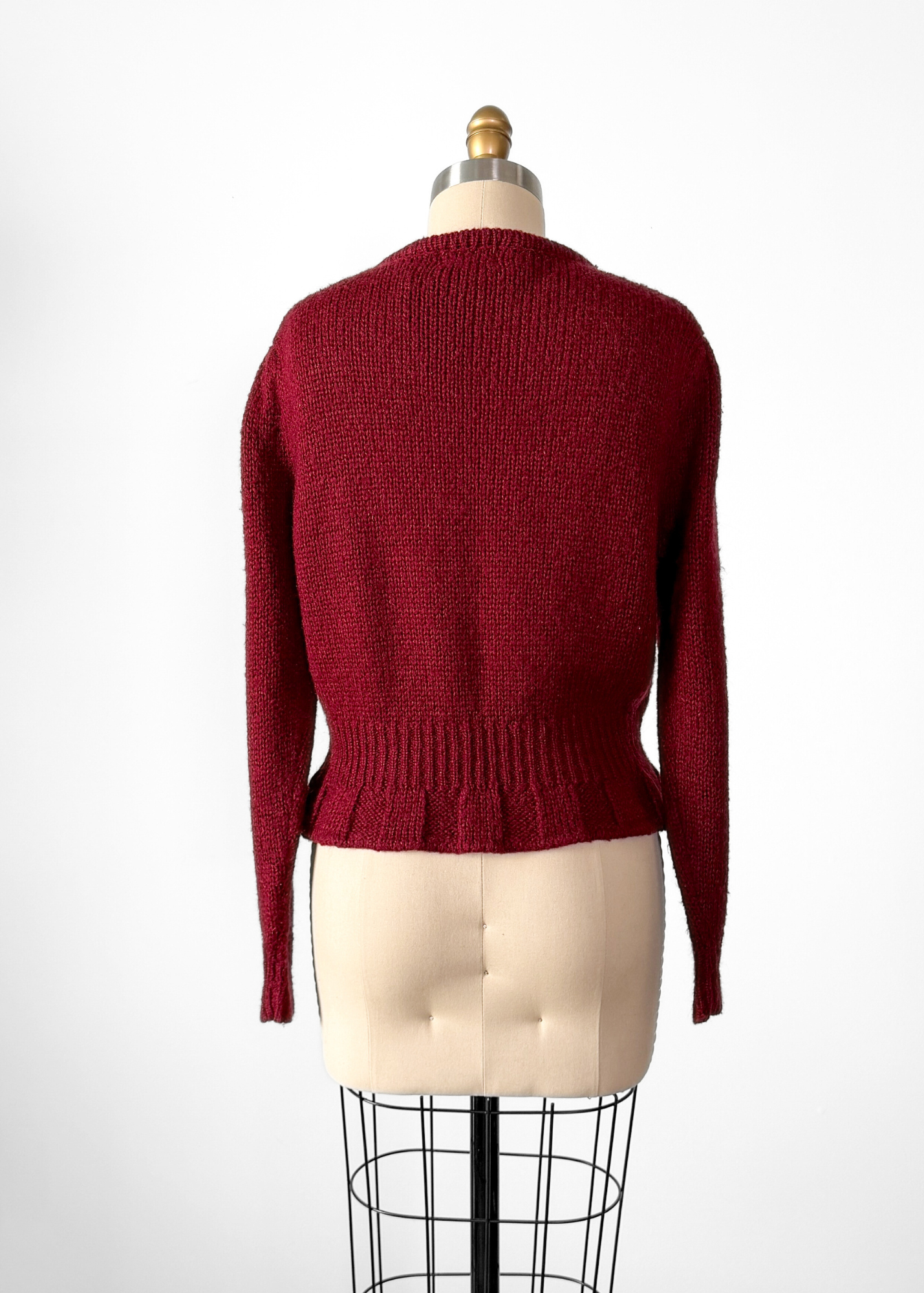 Vintage 80s Emotions Dark Red Acrylic Cardigan Sweater (M)