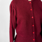 Vintage 80s Emotions Dark Red Acrylic Cardigan Sweater (M)