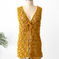 Vintage Golden Yellow Hand Crochet Tie Front Vest Top (one size)