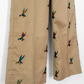 Vintage 70s Khaki Embroidered Mallard Duck Chino High Waist Pants
