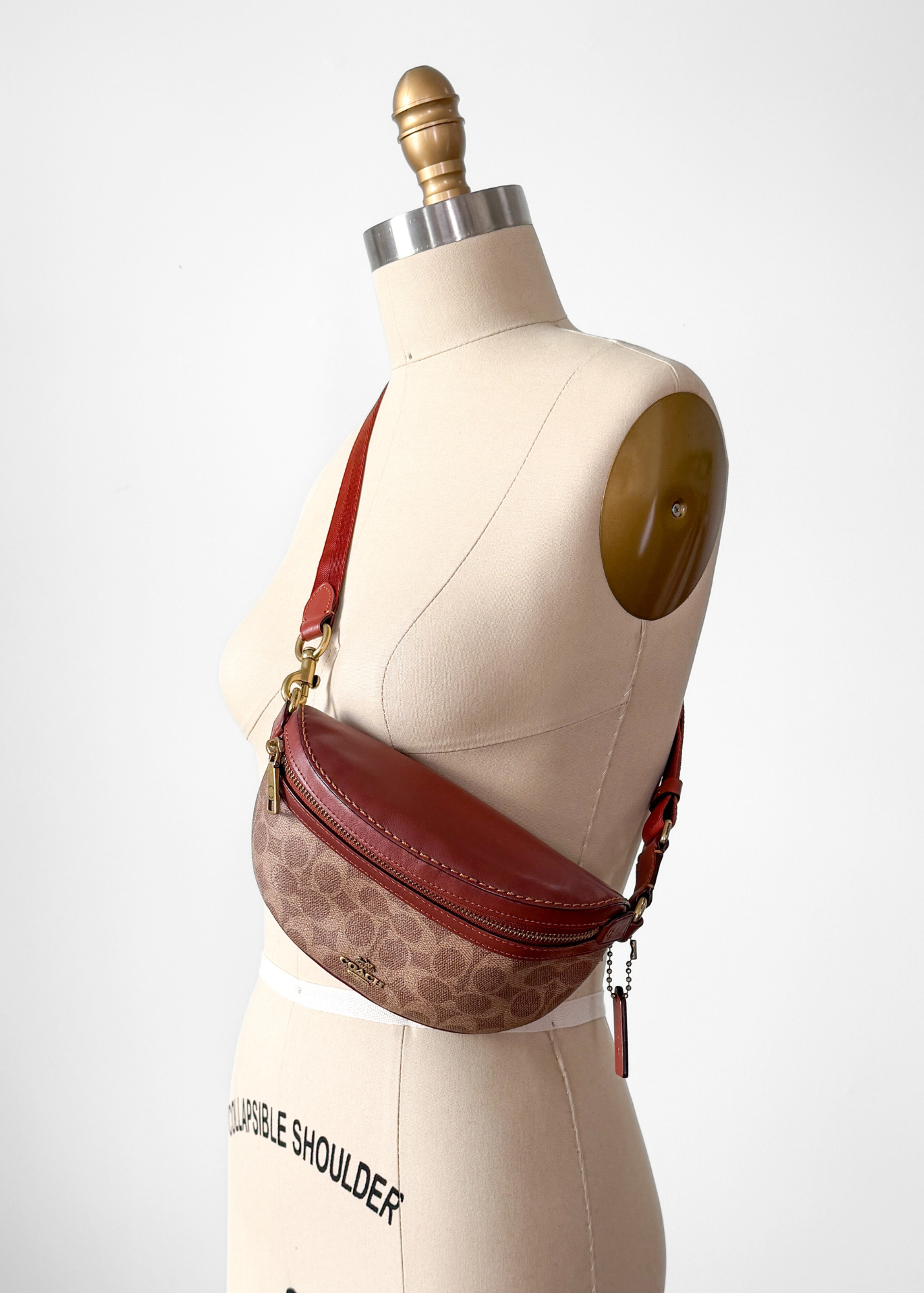 NEW Coach Bethany Belt Bag in Signature Canvas Brown Leather