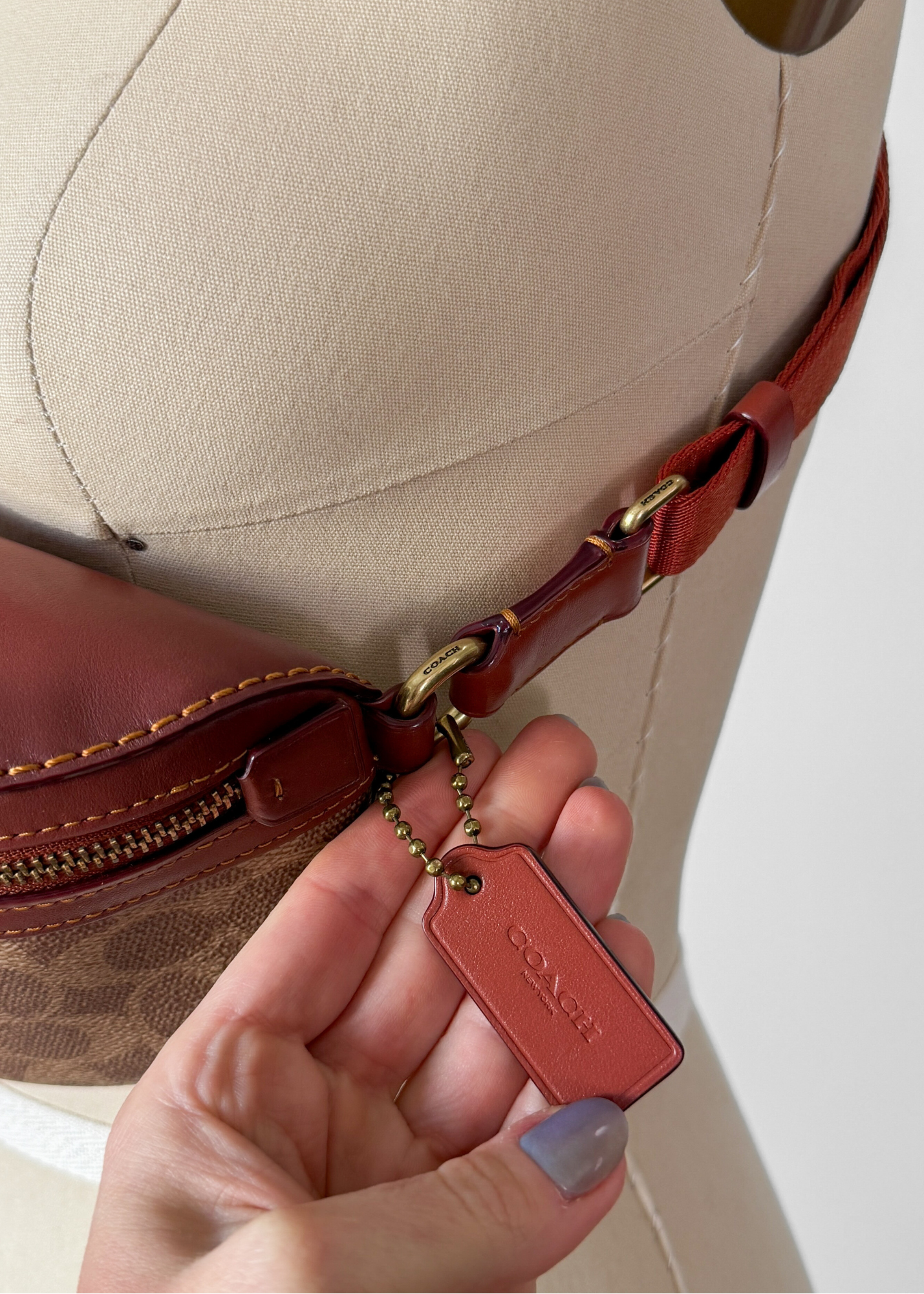 NEW Coach Bethany Belt Bag in Signature Canvas Brown Leather