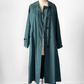 Vintage 90s Burberrys Dark Muted Teal Green Cotton Trench Coat