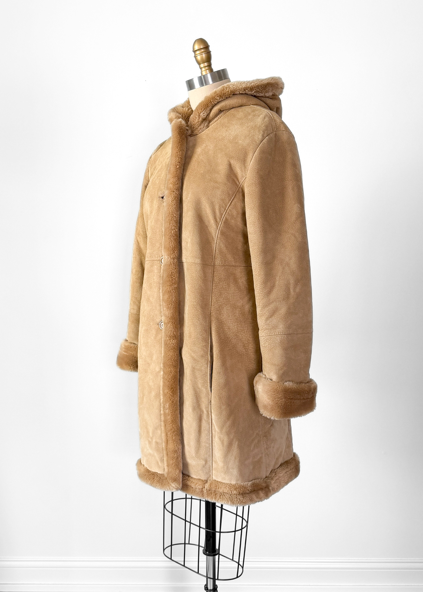 Vintage 90s Marvin Richards Brown Leather Suede & Faux Fur Winter Coat (M)