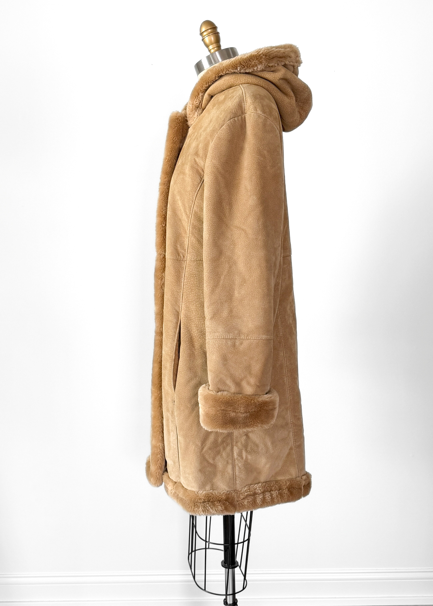 Vintage 90s Marvin Richards Brown Leather Suede & Faux Fur Winter Coat (M)