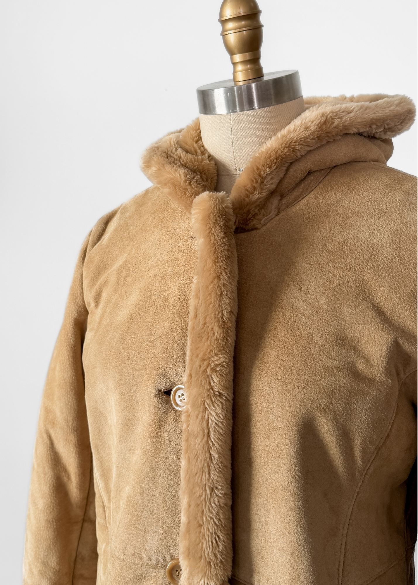 Vintage 90s Marvin Richards Brown Leather Suede & Faux Fur Winter Coat (M)