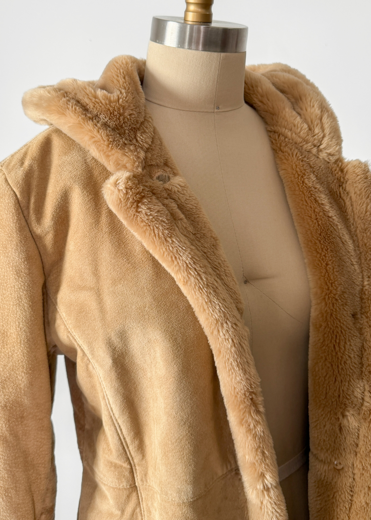 Vintage 90s Marvin Richards Brown Leather Suede & Faux Fur Winter Coat (M)