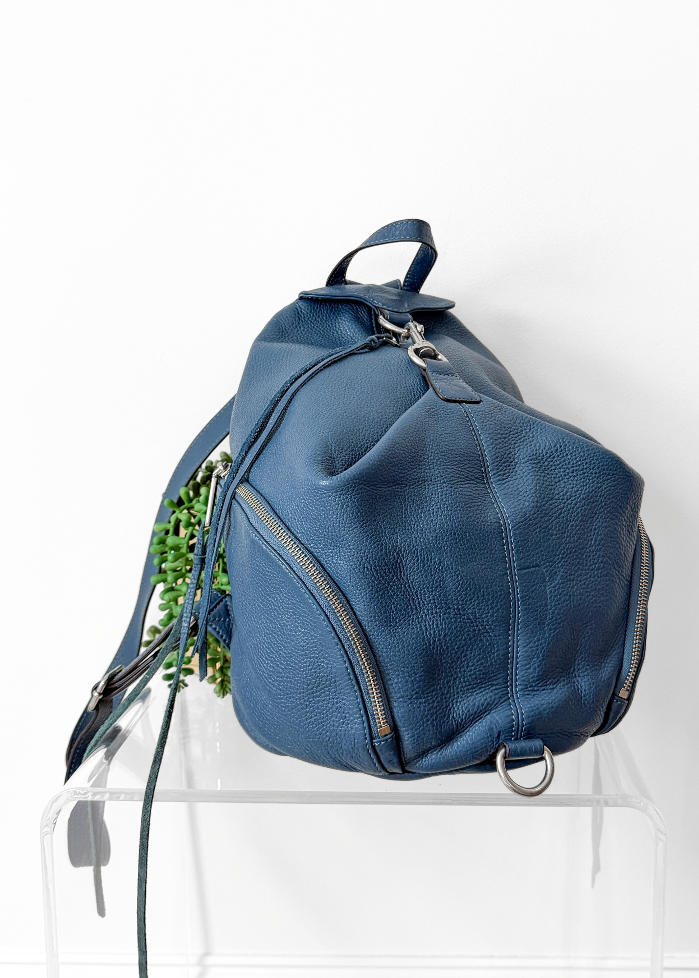 Rebecca Minkoff Julian Backpack in Blue Pebbled Leather