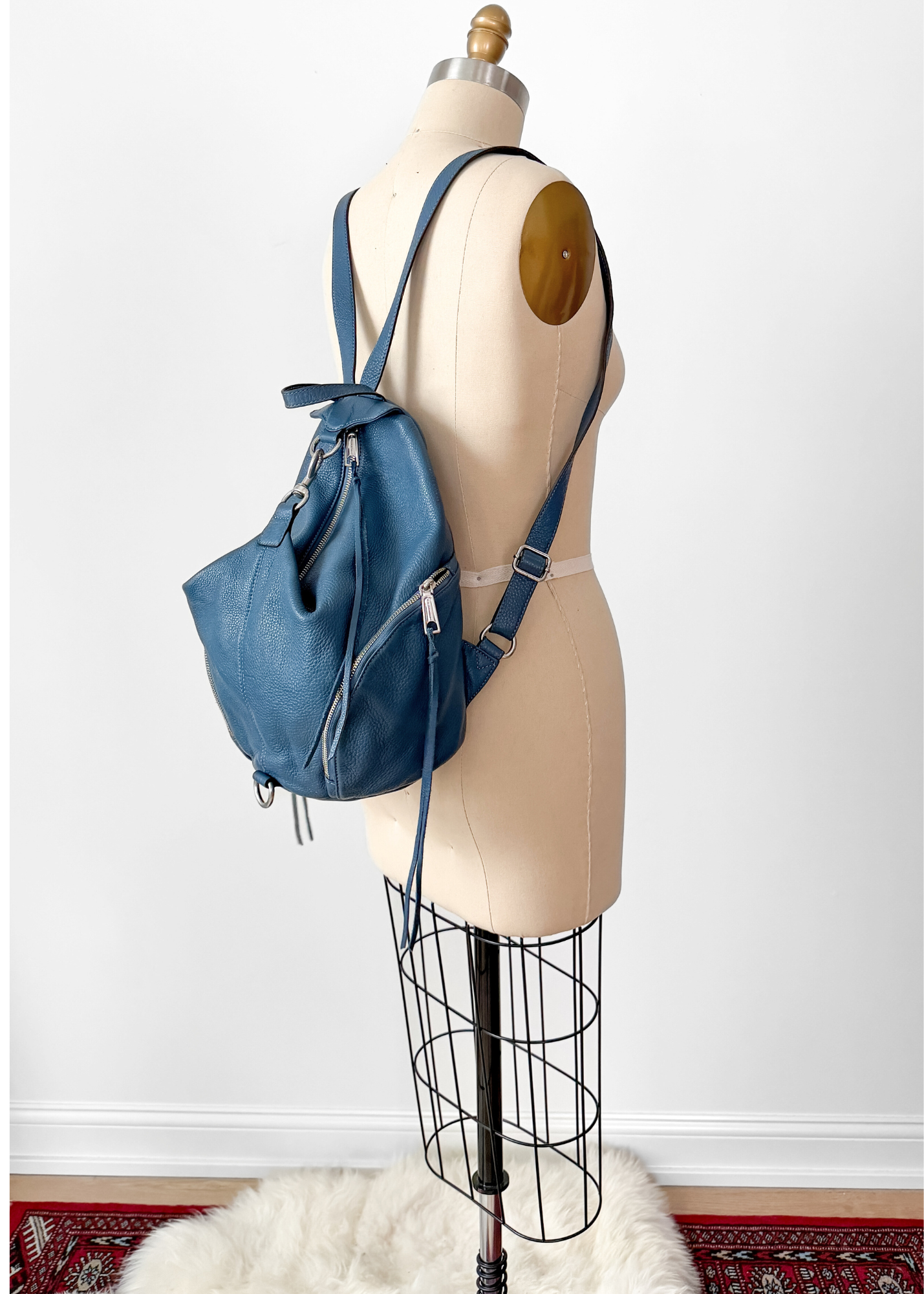 Rebecca Minkoff Julian Backpack in Blue Pebbled Leather