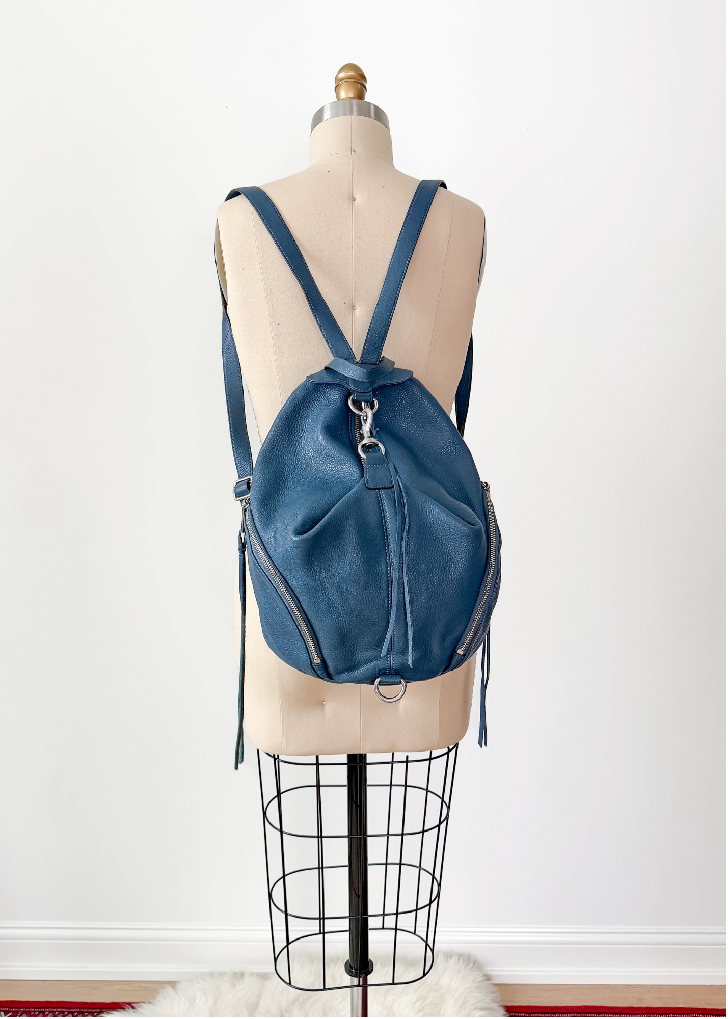 Rebecca Minkoff Julian Backpack in Blue Pebbled Leather