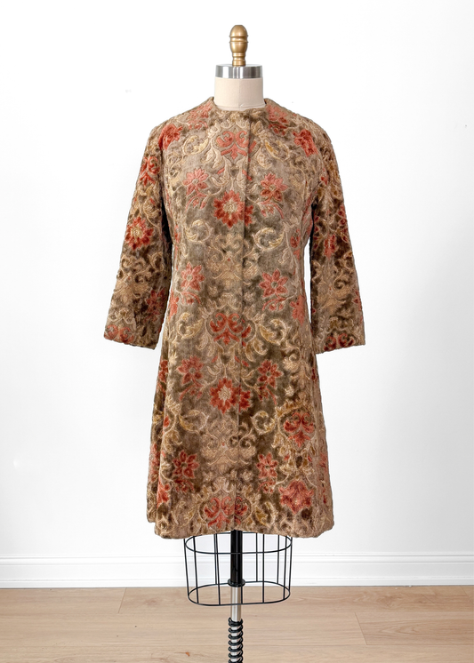 Vintage 1960s Floral Tapestry Dress Coat (M)