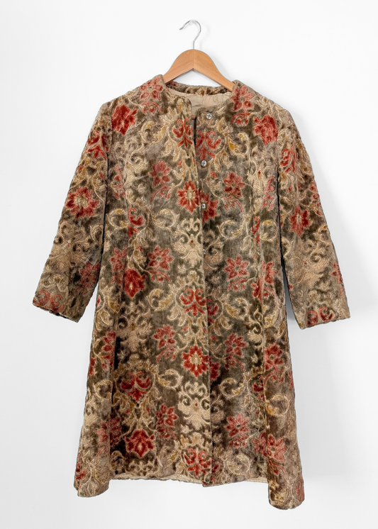 Vintage 1960s Floral Tapestry Dress Coat (M)
