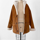 Vintage 90s Brown Suede Leather Faux Fur Lining Winter Coat (L)