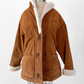 Vintage 90s Brown Suede Leather Faux Fur Lining Winter Coat (L)