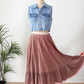 Vintage BIS by Gene Ewing Beverly Hils Paris Pink Mauve Sun Bleach Midi Peasant Skirt