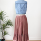 Vintage BIS by Gene Ewing Beverly Hils Paris Pink Mauve Sun Bleach Midi Peasant Skirt