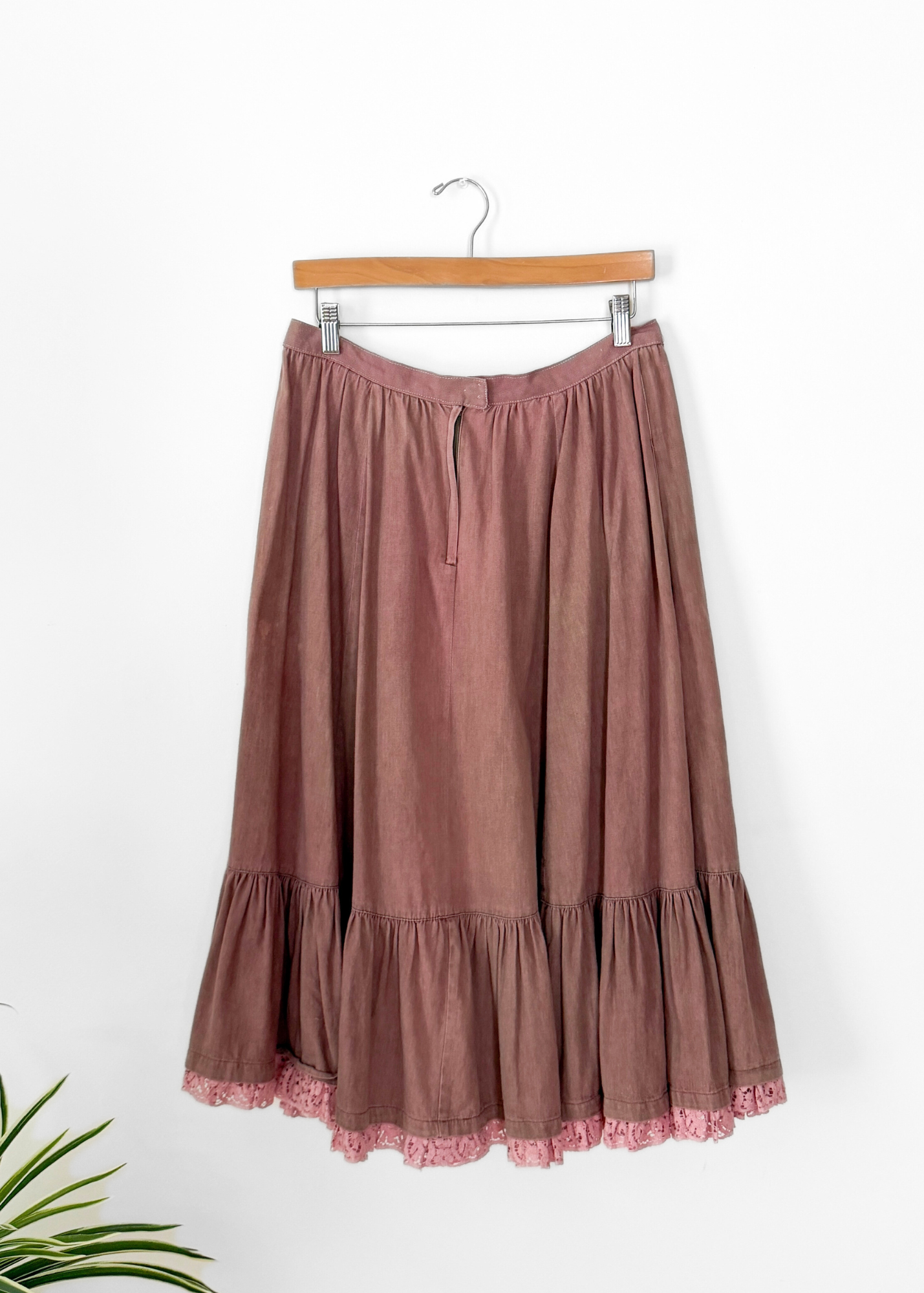 Vintage BIS by Gene Ewing Beverly Hils Paris Pink Mauve Sun Bleach Midi Peasant Skirt