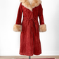 Vintage 70s Rust Crushed Velvet & Faux Fur Penny Lane Coat (M)