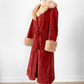 Vintage 70s Rust Crushed Velvet & Faux Fur Penny Lane Coat (M)