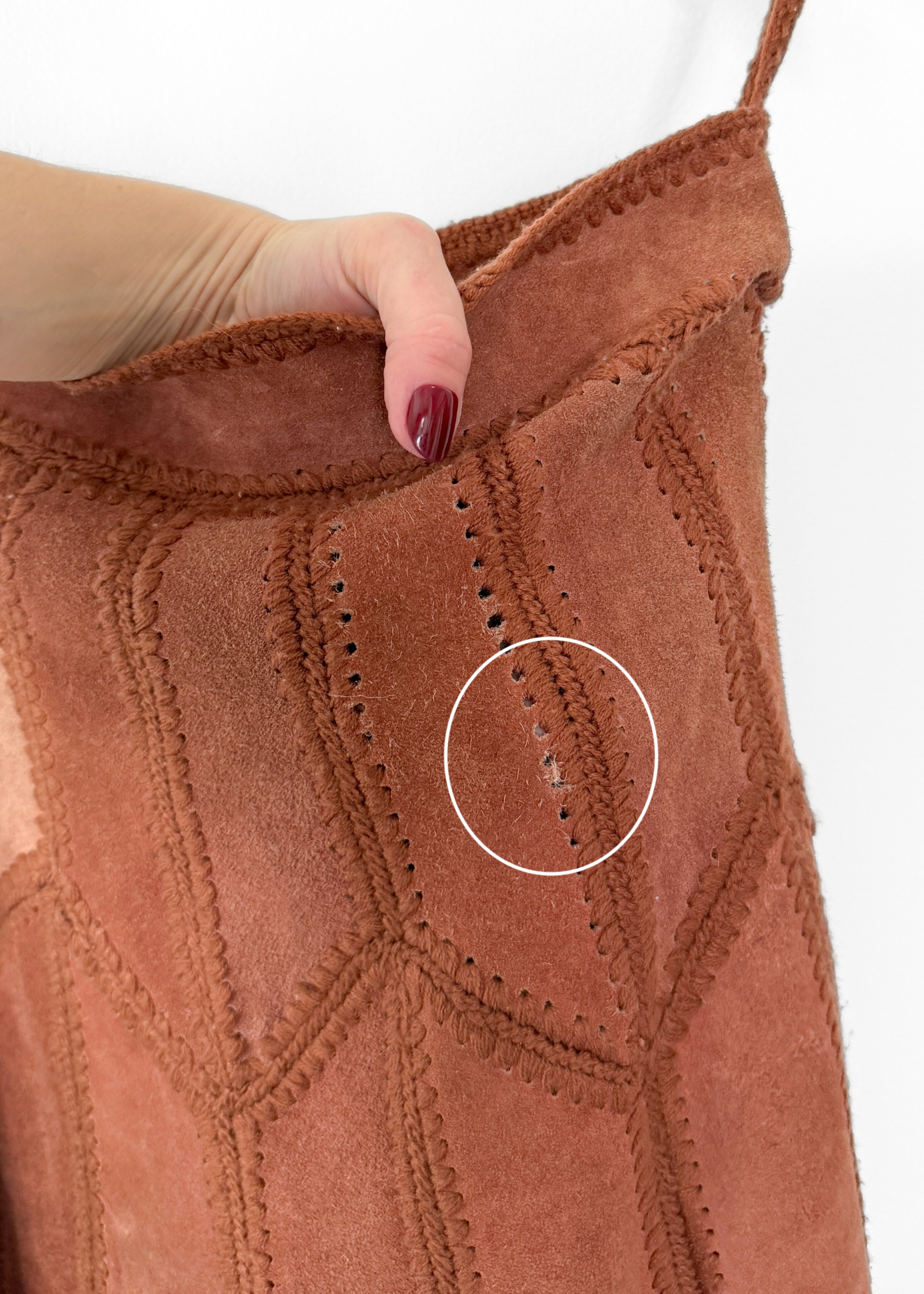 Vintage 70s Suede Leather Patchwork A-line Skirt (M or 8)